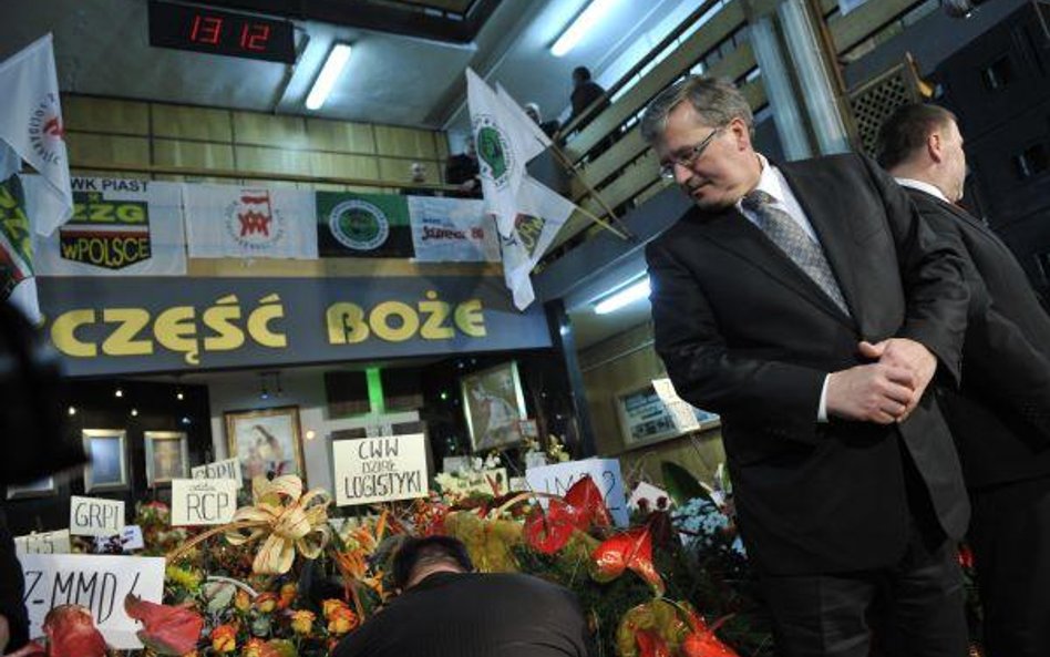 Prezydent Bronisław Komorowski na Barbórce w kopalni Piast