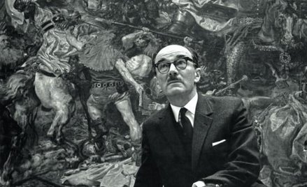 Paweł Jasienica na tle obrazu Matejki