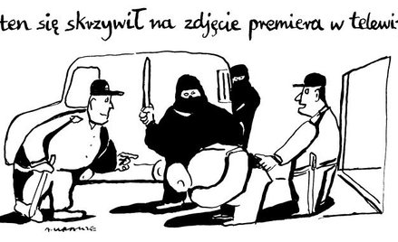 Komentarz rysunkowy. Zdjęcie premiera