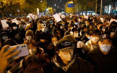 Uczestnicy protestu w Pekinie
