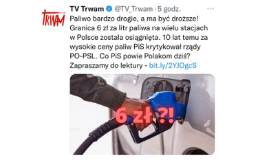 TV Trwam przypomniała słowa Kaczyńskiego i Szydło o cenach paliw. Materiał usunięto