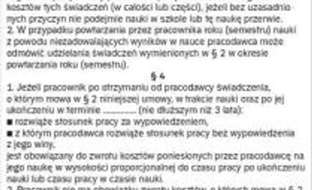 Przykład umowy o skierowanie na naukę w formach szkolnych lub pozaszkolnych