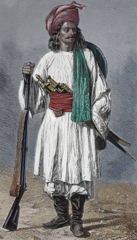 Strój i uzbrojenie afgańskiego żołnierza ok. 1870 r.