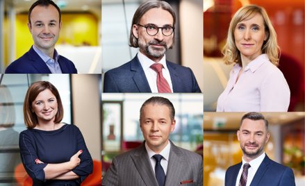 Nowi członkowie zarządu PwC Europy Środkowo-Wschodniej, od góry, od lewej i poziomo: Piotr Nogajczyk