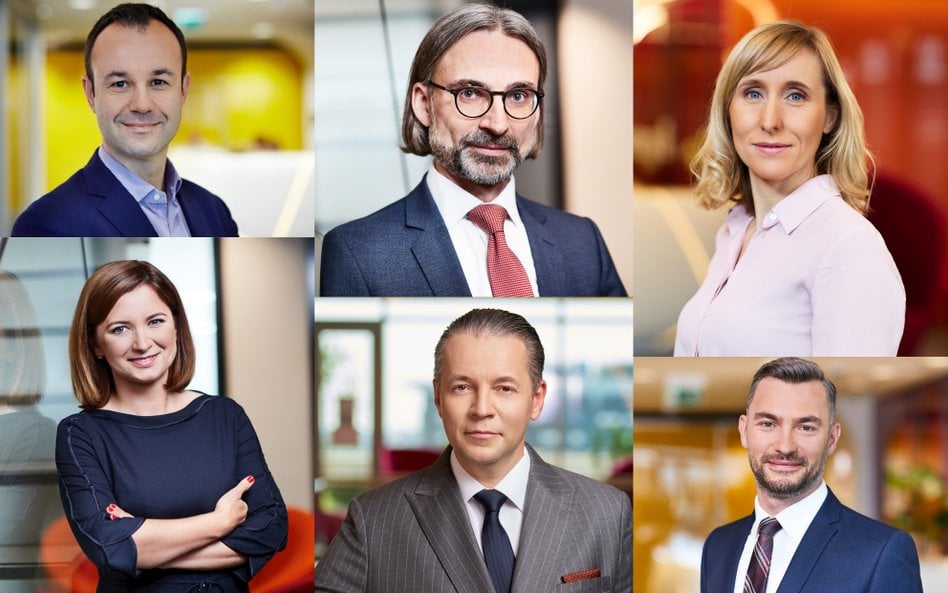 Nowi członkowie zarządu PwC Europy Środkowo-Wschodniej, od góry, od lewej i poziomo: Piotr Nogajczyk