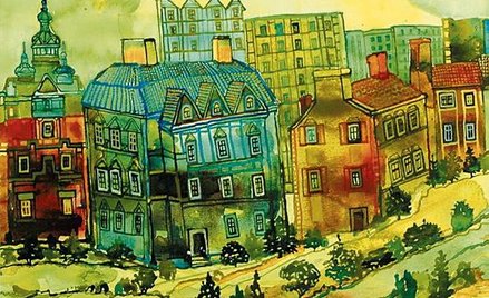 „Piękne miasto”, akwarela Franciszka Maśluszczaka