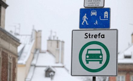 Znak Strefy Czystego Transportu na krakowskim Kazimierzu