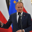 Przewodniczący PO Donald Tusk podczas konferencji prasowej
