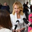 Małgorzata Zych po konferencji prasowej Trzeciej Drogi w Warszawie. Jako kandydatka do Senatu został
