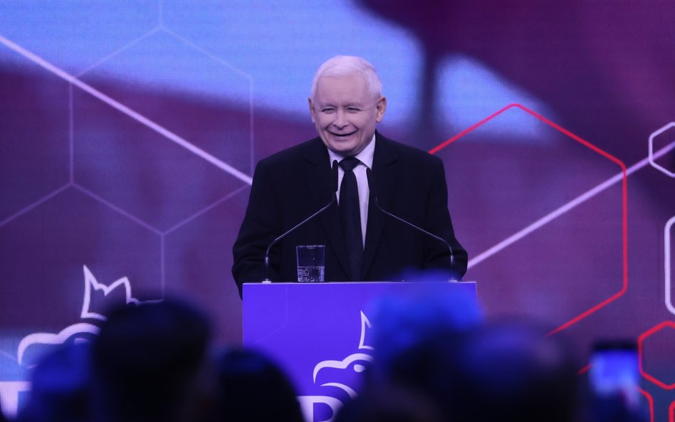 Prezes PiS Jarosław Kaczyński podczas konwencji programowej Prawa i Sprawiedliwości