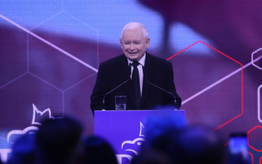 Prezes PiS Jarosław Kaczyński podczas konwencji programowej Prawa i Sprawiedliwości