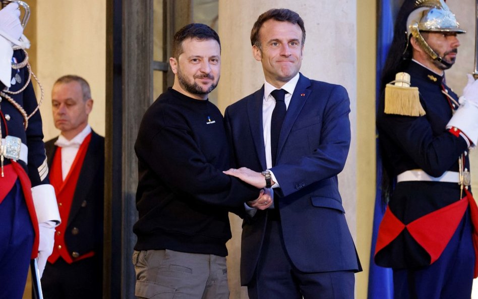 Wołodymyr Zełenski i Emmuanuel Macron