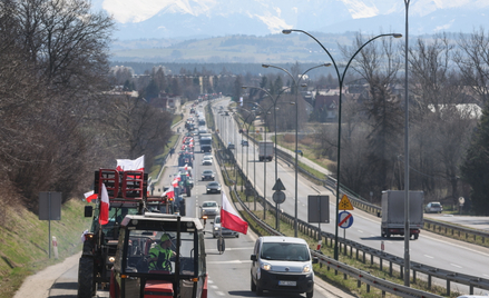 Protest rolników na Zakopiance. Nowy Targ, 20.03.2024.