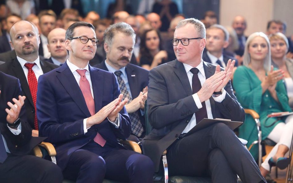 Premier Mateusz Morawiecki oraz Bogusław Chrabota, redaktor naczelny dziennika "Rzeczpospolita".