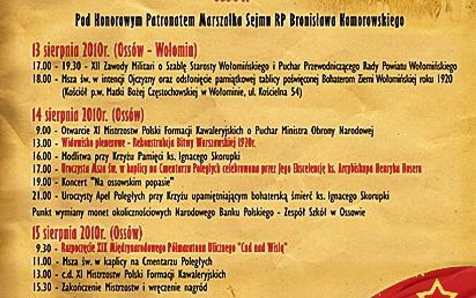 Plakat z programem uroczystości 2010 r.