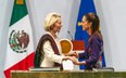 Claudia Sheinbaum, prezydentka Meksyku i Ursula von der Leyen, przewodnicząca Komisji Europejskiej