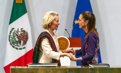 Claudia Sheinbaum, prezydentka Meksyku i Ursula von der Leyen, przewodnicząca Komisji Europejskiej
