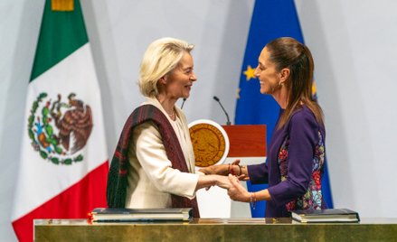 Claudia Sheinbaum, prezydentka Meksyku i Ursula von der Leyen, przewodnicząca Komisji Europejskiej