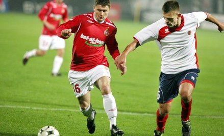 Piłkarz Wisły Kraków podczas mkeczu z Piastem Gliwice