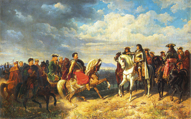 „Spotkanie Jana III Sobieskiego z cesarzem Leopoldem I pod Schwechat” – obraz Artura Grottgera z 185