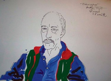 Andrzej Fogtt prezentuje na wystawie w swojej pracowni m.in. „Portret Franciszka Starowieyskiego”.