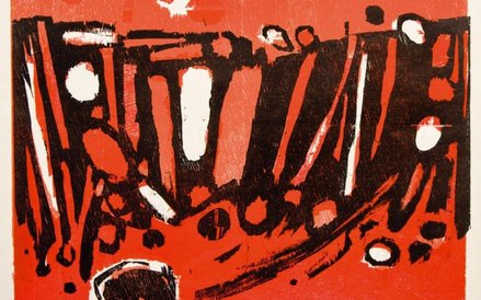 Tadeusz Dominik ***, 1960 drzeworyt barwny, 23,8 x 23,7 sygn. p.d.: T Dominik 60 wł. prywatna