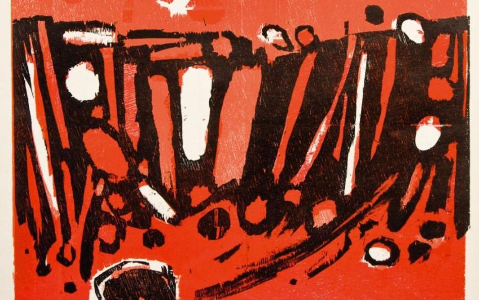 Tadeusz Dominik ***, 1960 drzeworyt barwny, 23,8 x 23,7 sygn. p.d.: T Dominik 60 wł. prywatna