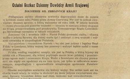 „Biuletyn Informacyjny” z 19 stycznia 1945 roku z rozkazem gen. Leopolda Okulickiego „Niedźwiadka” o