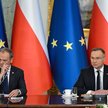 Prezydent Andrzej Duda i premier Donald Tusk na posiedzeniu Rady Gabinetowej w Pałacu Prezydenckim w