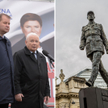 Jarosław Kaczyński i pomnik Charlesa de Gaulle'a w Paryżu