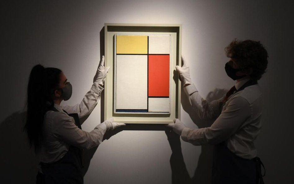 „Kompozycja: nr II z kolorem żółtym, czerwonym i niebieskim" Pieta Mondriana