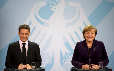 Nicolas Sarkozy i Angela Merkel po spotkaniu w Berlinie, 9 stycznia 2012 r.
