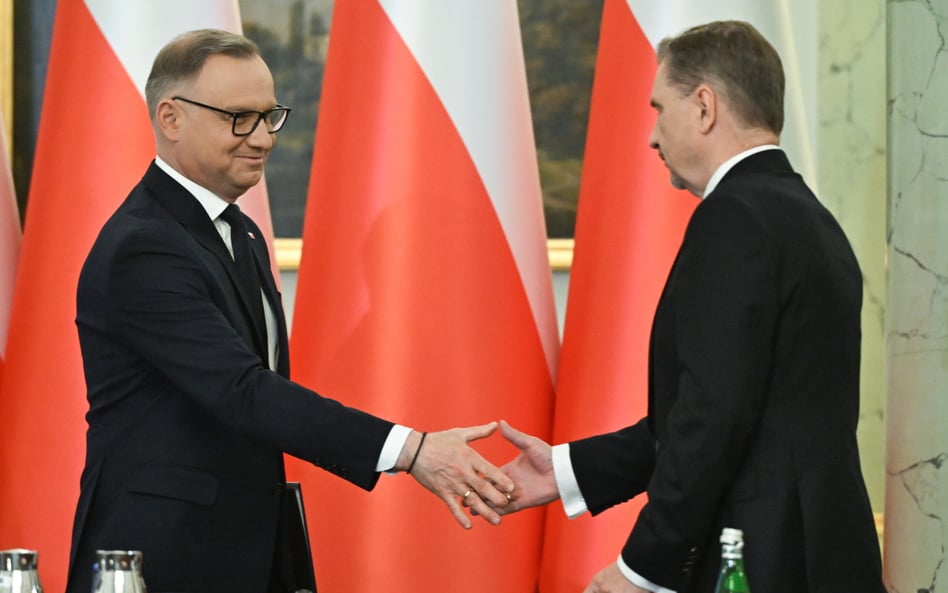 Prezydent RP Andrzej Duda  i przewodniczący NSZZ Solidarność Piotr Duda przed posiedzeniem Rady Dial