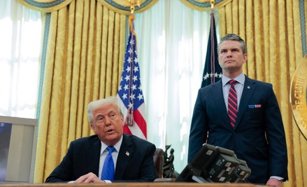 Prezydent USA Donald Trump i sekretarz obrony Stanów Zjednoczonych Pete Hegseth
