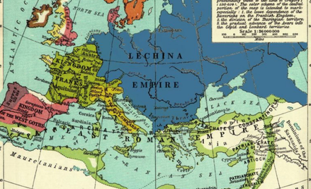 Mapa rzekomego zasięgu „Imperium Lechitów”