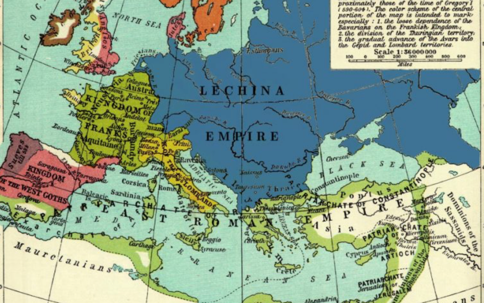 Mapa rzekomego zasięgu „Imperium Lechitów”