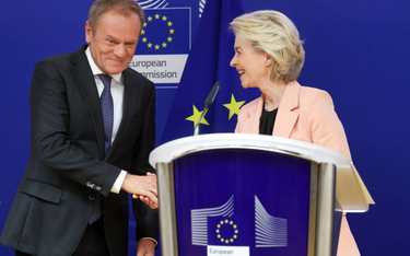 Przewodnicząca Komisji Europejskiej Ursula von der Leyen i premier Donald Tusk