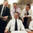 13 grudnia 2002 r., delegacja rządowa w samolocie w drodze na szczyt UE w Kopenhadze. Siedzą (od lew