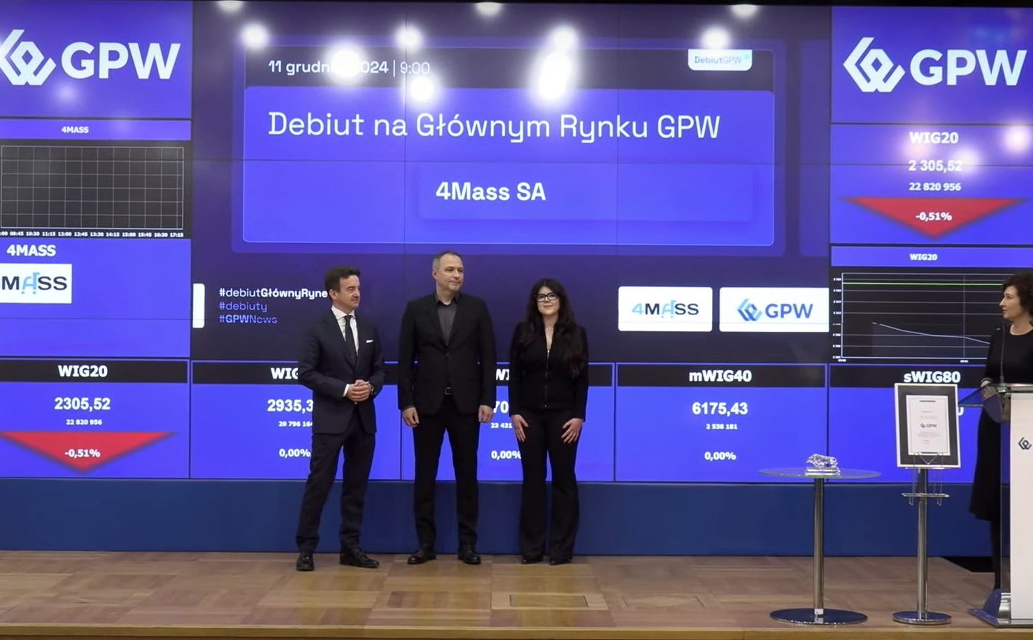 Spółka 4Mass zadebiutowała dziś na GPW. 4Mass przeniosło się z ...