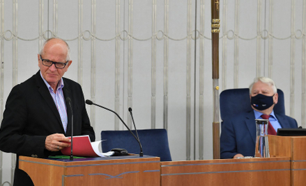 Przewodniczący Rady Mediów Narodowych Krzysztof Czabański i wicemarszałek Senatu Bogdan Borusewicz