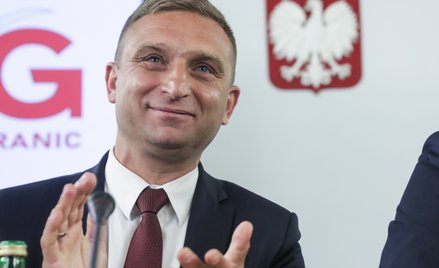 Lider Ruchu Obrony Granic Robert Bąkiewicz na posiedzeniu Parlamentarnego Zespołu Ruch Obrony Granic