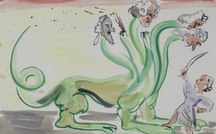 Camille Henrot, "L'Hydre Aristocratique" / "Hydra arystokratyczna", 2018, gwasz, papier.