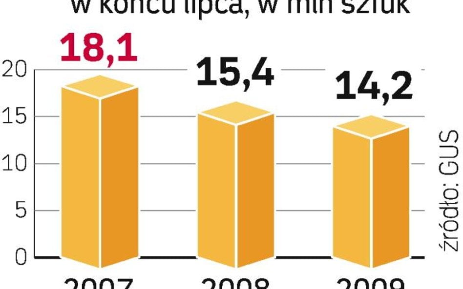 Ponad 14,2 mln sztuk liczyło stado świń w końcu lipca br. Było to 1,1 mln, czyli o 7,4 proc. mniej n