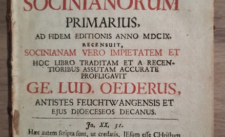 Strona tytułowa Katechizmu Rakowskiego będącego zbiorem zasad wiary Braci Polskich