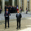 Premier Grecji Antonis Samaras i prezydent Francji Francois Hollande