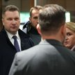 Posłowie PiS Szymon Sękowski vel Sęk, Przemysław Czarnek  i Olga Semeniuk  w siedzibie Polskiej Agen