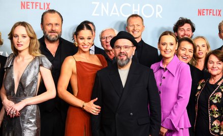 Reżyser Michał Gazda (C) i aktorzy: Leszek Lichota (2L), Maria Kowalska (L) i Anna Szymańczyk (3L) p