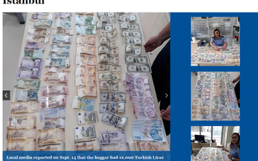 Turcja: 15 różnych walut u żebraka ze Stambułu