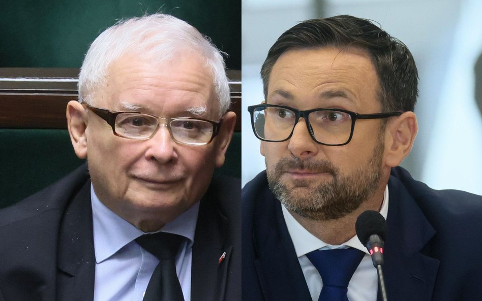 Prezes PiS Jarosław Kaczyński i europoseł tej partii Daniel Obajtek