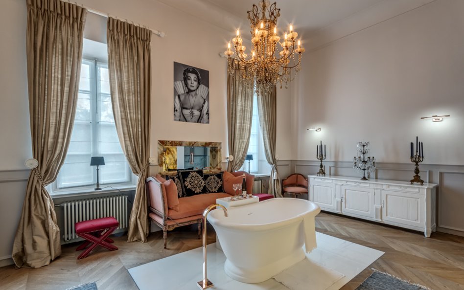 Ozdobą wnętrz pałacowych są m.in. naścienne malowidła z przełomu XVIII i XIX